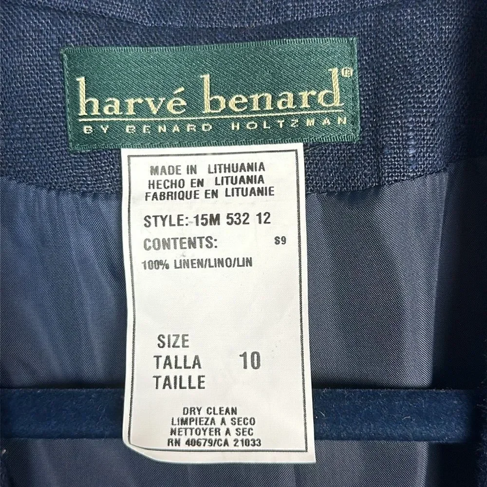 NWT Harve Benard Blue Linen Blazer Single Button Front  US 10 Vintage